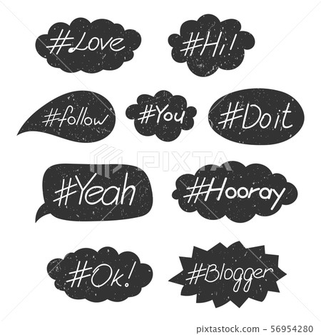Hand written hashtag speech bubble Hand written hashtag speech bubble 56954280