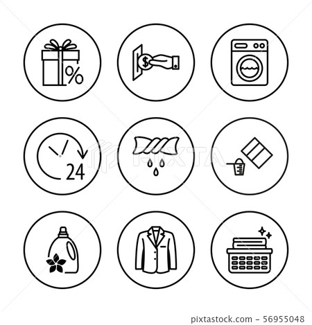 Laundry, clothing care, wash, icons set. Universal 56955048