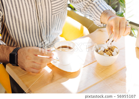 Top view of a cup of delicious coffee 56955107