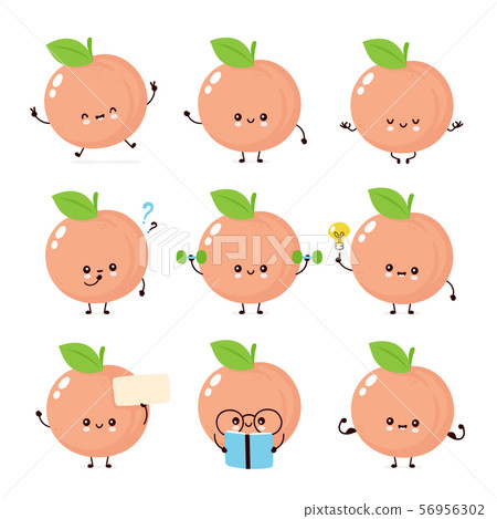 Cute happy smiling peach. Vector  56956302