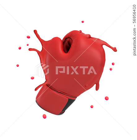 3d rendering of red boxing glove splashing isolated on white background 56956410