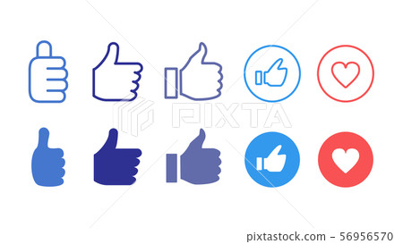 Like button empathy icon illustration set red blue Like button empathy icon illustration set red blue 56956570