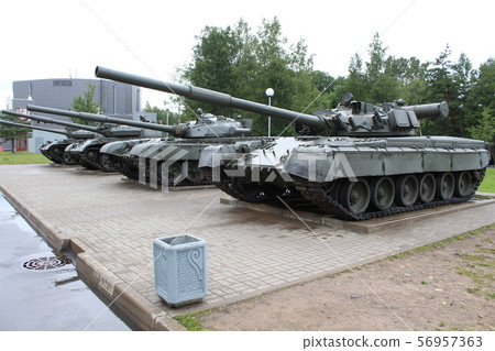 St. Petersburg, Russia-June 2019. Soviet weapons of world war II, exhibition in the Park 56957363