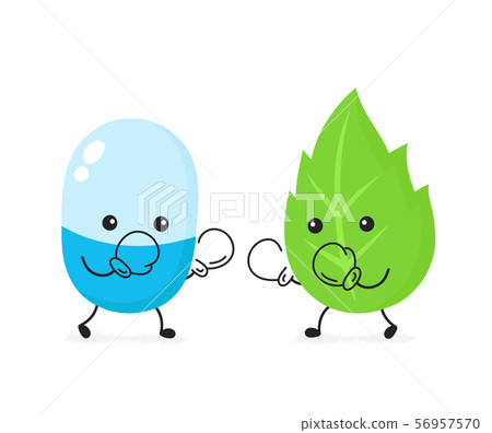 Cute capsule pill in boxing gloves fight Cute capsule pill in boxing gloves fight 56957570
