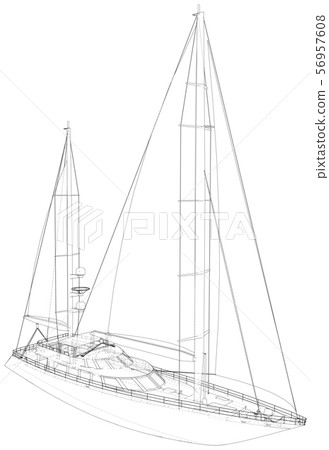 Yacht. EPS10 format. Wire-frame Vector created of 3d. EPS10 format Yacht. EPS10 format. Wire-frame Vector created of 3d. EPS10 format 56957608
