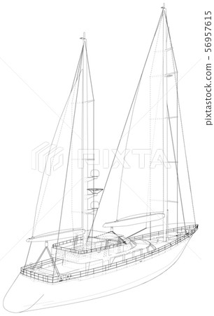 Sea sail yachts Wire-frame on white background. EPS10 format. Vector created of 3d, Wire-frame Sea sail yachts Wire-frame on white background. EPS10 format. Vector created of 3d, Wire-frame 56957615