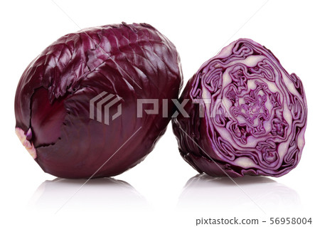 Fresh red cabbages isolated on white Fresh red cabbages isolated on white 56958004