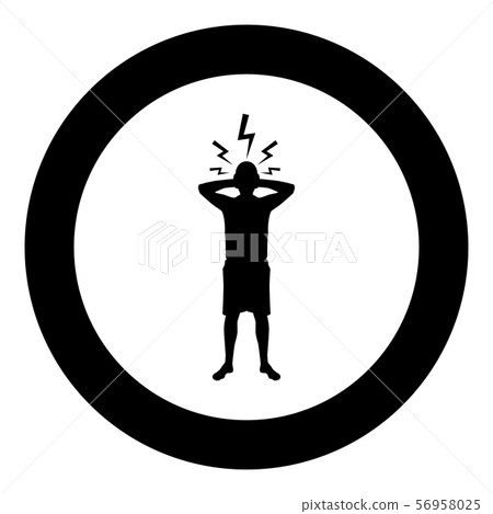Man holding hand near head with lightning 56958025