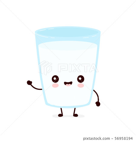 Cute smiling happy milk glass.  56958194