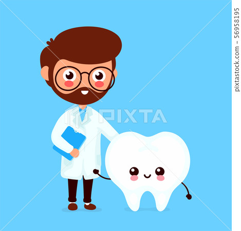 Cute funny smiling doctor and healthy happy tooth 56958195