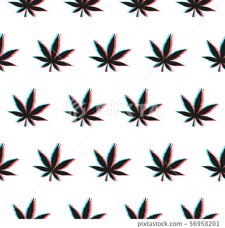 Anaglyph weed seamless pattern with 3D effect 56958201