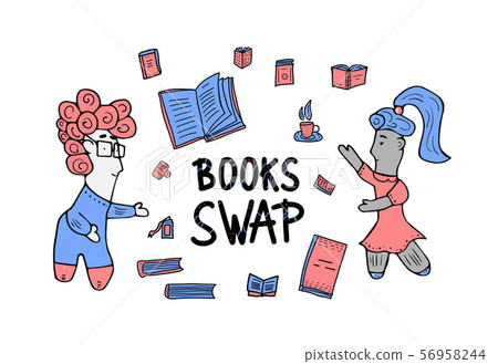 Book Swap hand drawn text. Vector color design Book Swap hand drawn text. Vector color design 56958244