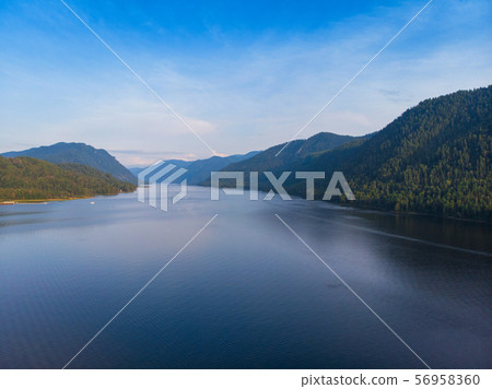 Aerial view on Teletskoye lake in Altai mountains Aerial view on Teletskoye lake in Altai mountains 56958360