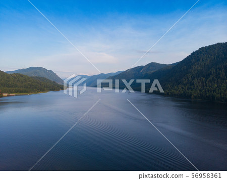 Aerial view on Teletskoye lake in Altai mountains Aerial view on Teletskoye lake in Altai mountains 56958361