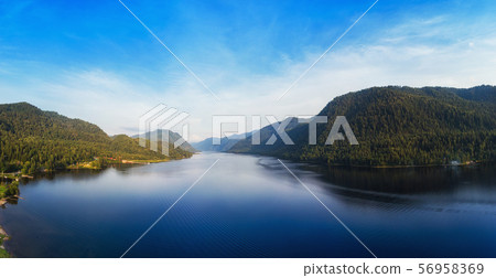 Aerial view on Teletskoye lake in Altai mountains Aerial view on Teletskoye lake in Altai mountains 56958369