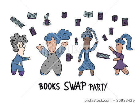 Book Swap hand drawn text. Vector color design -插圖素材 [56958429] - PIXTA圖庫