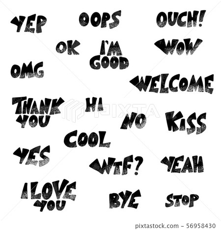 Set of short phrases. Vector color illustration. Set of short phrases. Vector color illustration. 56958430