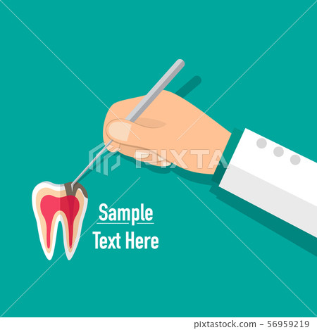 Dentist holds a dental instrument and tooth. Dental concept. Dentist background. Vector illustration. Dentist holds a dental instrument and tooth. Dental concept. Dentist background. Vector illustration. 56959219