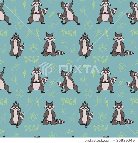 Design seamless pattern with raccoon in yoga asana 56959349