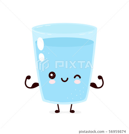 Cute smiling strong happy water glass Cute smiling strong happy water glass 56959874