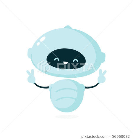 Cute smiling robot, bot. Vector 56960082
