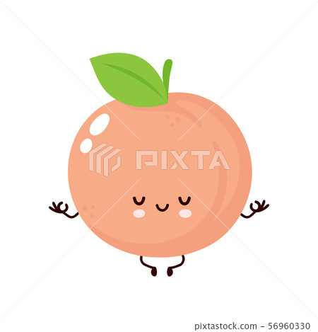 Cute happy smiling peach meditate in yoga  56960330