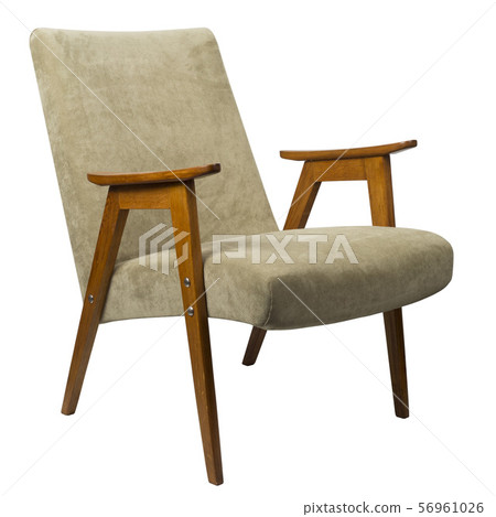 Vintage seventies brown velvet armchair isolated Vintage seventies brown velvet armchair isolated 56961026