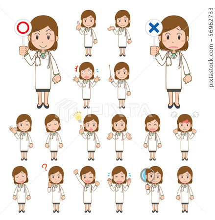 Doctor doctor female facial expression pose set main line available Doctor doctor female facial expression pose set main line available 56962733