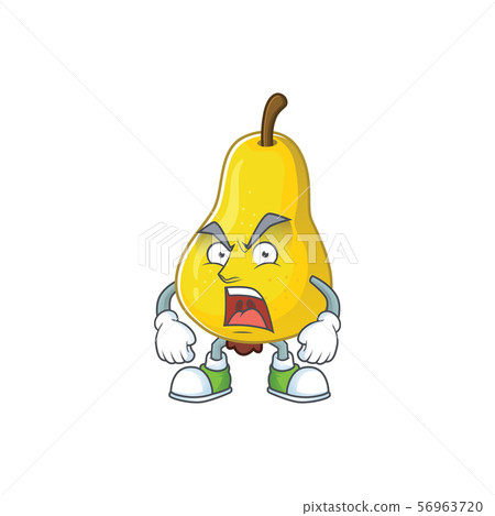 Angry yellow pear cartoon character on white background Angry yellow pear cartoon character on white background 56963720