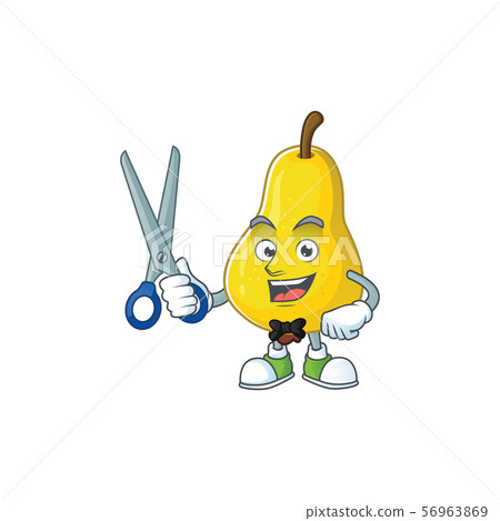Barber fruit pear cartoon character with mascot Barber fruit pear cartoon character with mascot 56963869