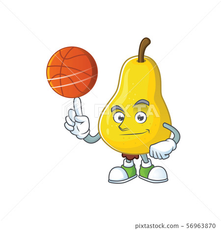 With basketball fruit pear cartoon character with mascot With basketball fruit pear cartoon character with mascot 56963870