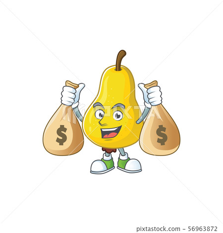 With money bag fruit pear cartoon character with mascot 56963872