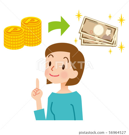 Woman exchanging points Woman exchanging points 56964527