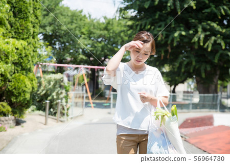 Homemaker on the way home from shopping Homemaker on the way home from shopping 56964780