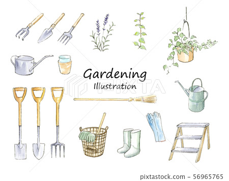 Gardening watercolor illustration set 56965765