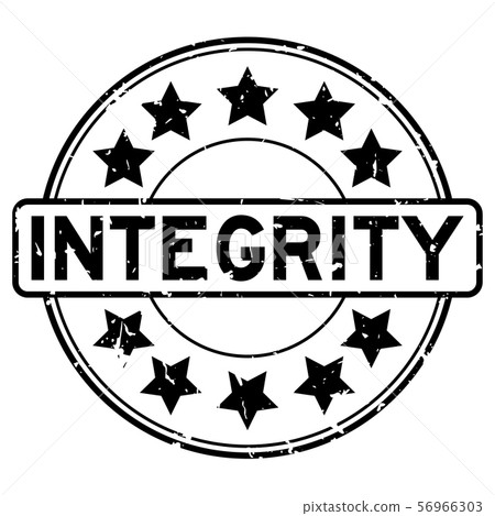 插图素材: grunge black integrity word with star icon stamp 查看