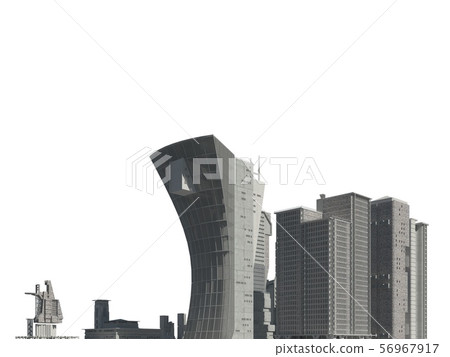 Futuristic buildings isolated on white background 3D Illustration Futuristic buildings isolated on white background 3D Illustration 56967917