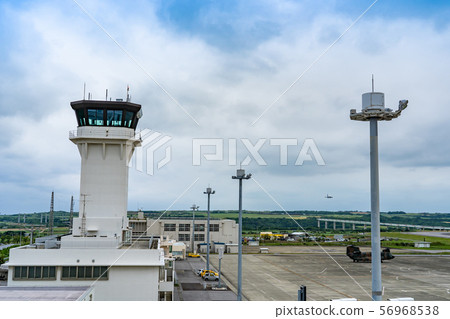 Okinawa Ishigaki Island Minami-Nushima Ishigaki Airport Runway Airplane just before landing View from observation deck 56968538