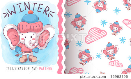 Cute teddy elephant - seamless pattern 56968596