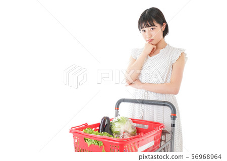 Superwoman thinking young woman 56968964