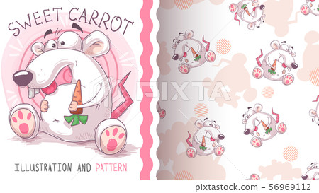 Rat with carrot - seamless pattern 56969112