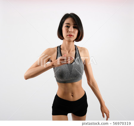 sporty woman in sportswear on white background. healthy sport fitness lifestyle 56970319