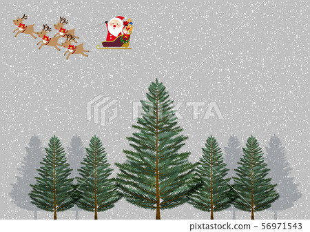 Santa Claus riding a fir tree and sled - Stock Illustration [56971543 ...