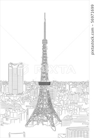 著名的東京塔線垂直 56971699