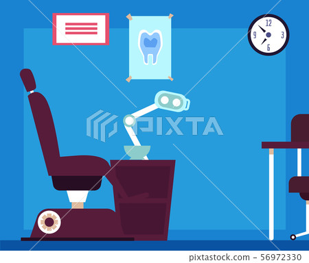 Medical dentist cabinet with an equipment and chair flat vector illustration. 56972330