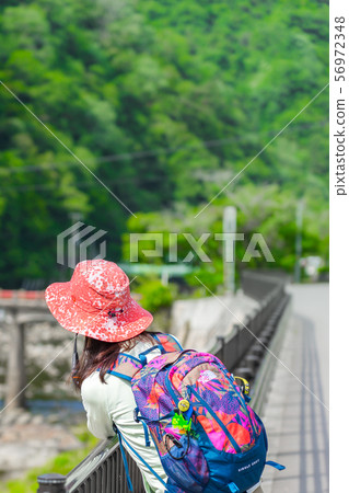 被遺棄的JR福知山線(兵庫縣寶塚市Tamase)的徒步旅行路線*在評論領域的射擊位置 被遺棄的JR福知山線(兵庫縣寶塚市Tamase)的徒步旅行路線*在評論領域的射擊位置 56972348