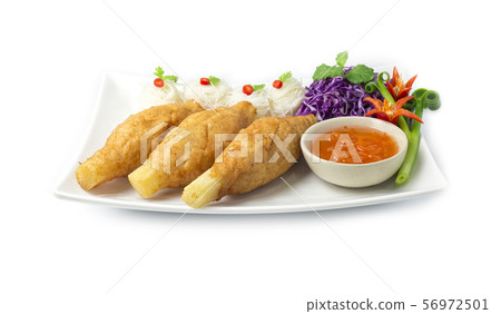 Vietnamese Shrimp Deep Fried on Sugarcane Stick 56972501