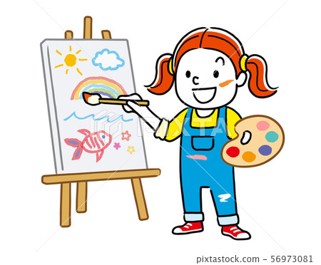 在帆布的女孩圖畫 56973081