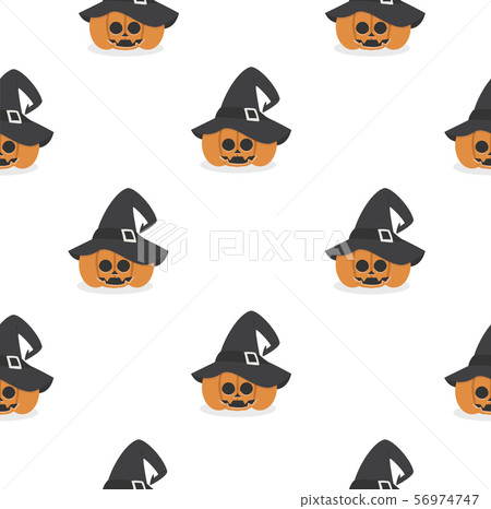 halloween pumpkin wearing witch hat pattern 56974747