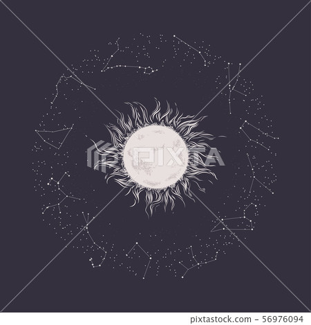 un and zodiac constellations. Vintage illustration. Astrological zodiac signs un and zodiac constellations. Vintage illustration. Astrological zodiac signs 56976094